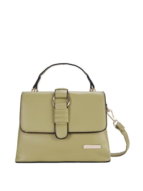 luvoksi green solid medium satchel handbag