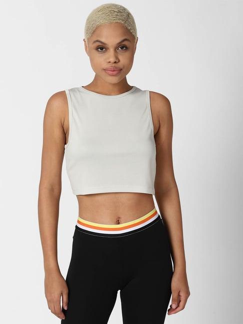 forever 21 white regular fit cropped top