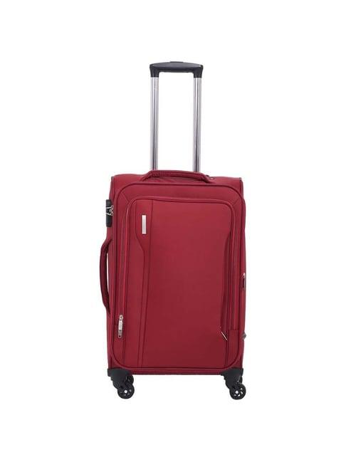 teakwood leathers red 4 wheels medium soft cabin trolley