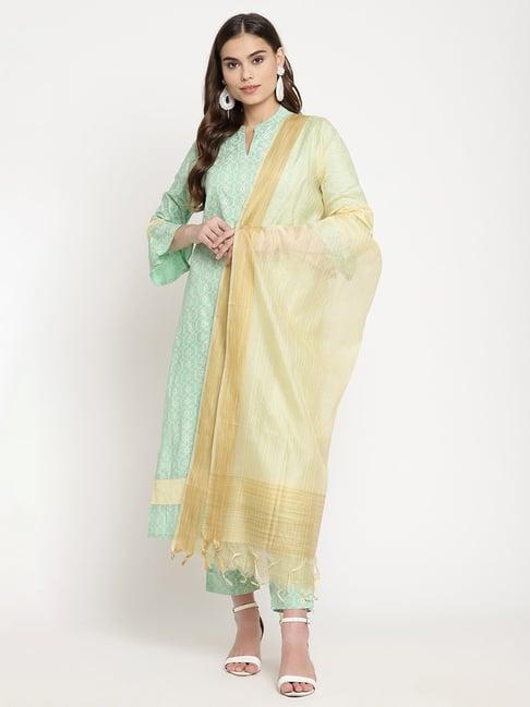 sringam green printed kurta with pant & dupatta