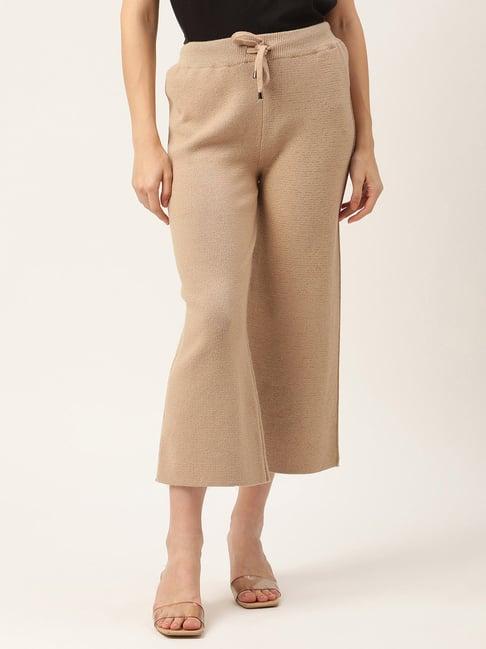 rooted beige regular fit drawstring trousers