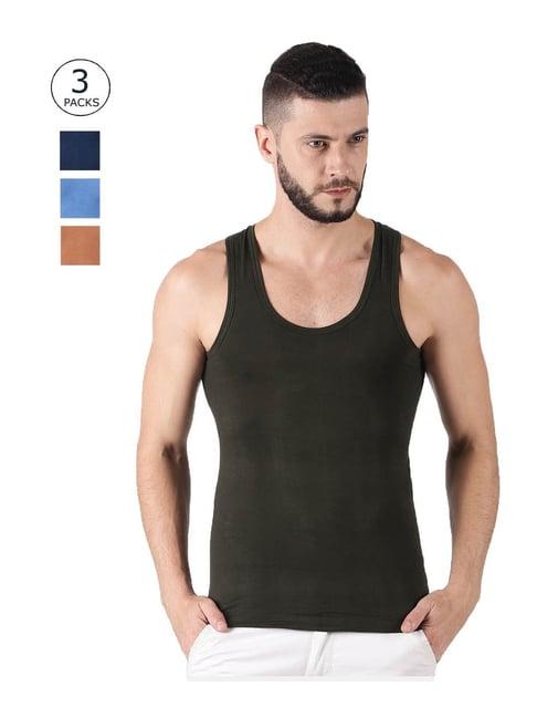 dollar multicolor slim fit vest - pack of 3