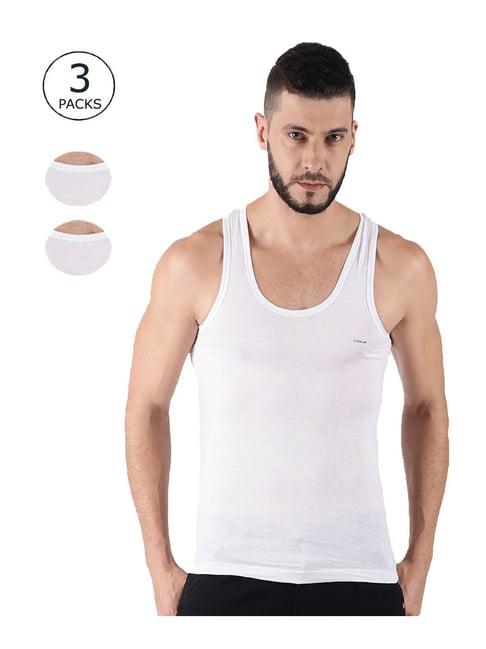 dollar white slim fit vest - pack of 3