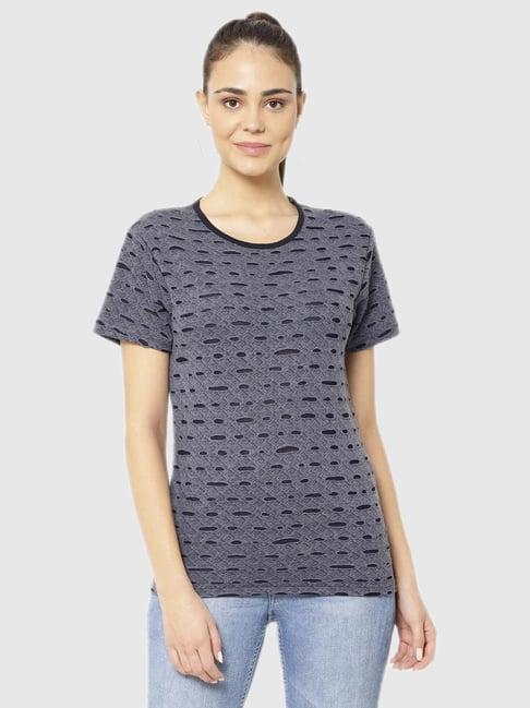 vimal jonney navy blue cut work print top