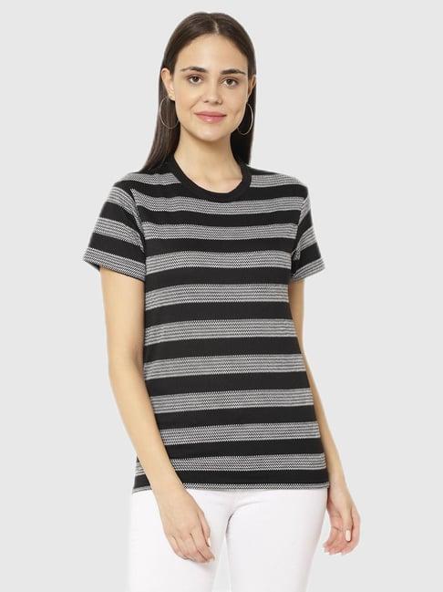 vimal jonney black stripes print top