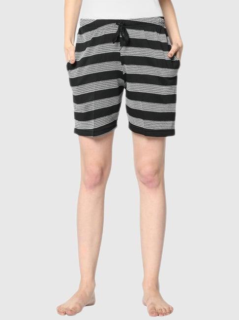 vimal jonney black stripes print shorts