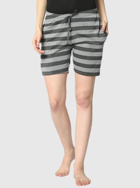 vimal jonney grey stripes print shorts