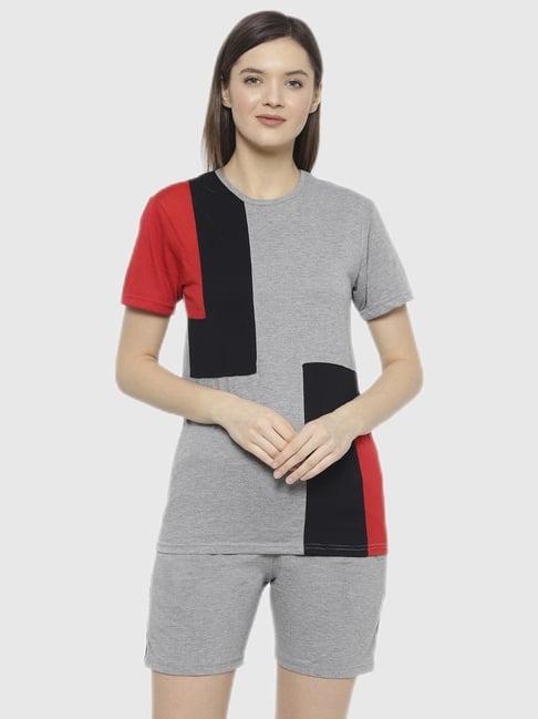 vimal jonney grey geometric print pajama set