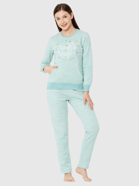 sweetdreams green graphic print pajama set