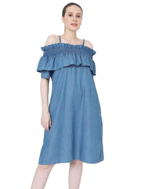 vero moda blue regular fit dress