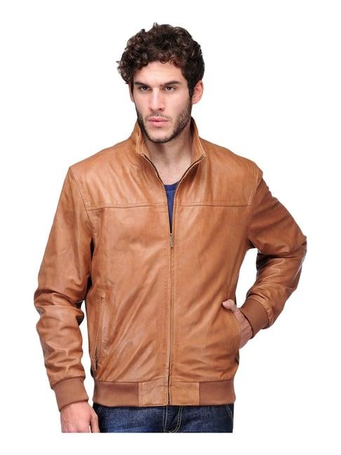 teakwood leathers beige comfort fit jacket