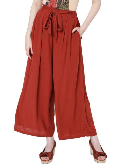 vero moda red flared fit palazzos