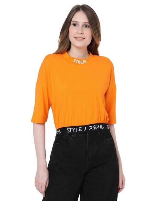 vero moda orange graphic print t-shirt