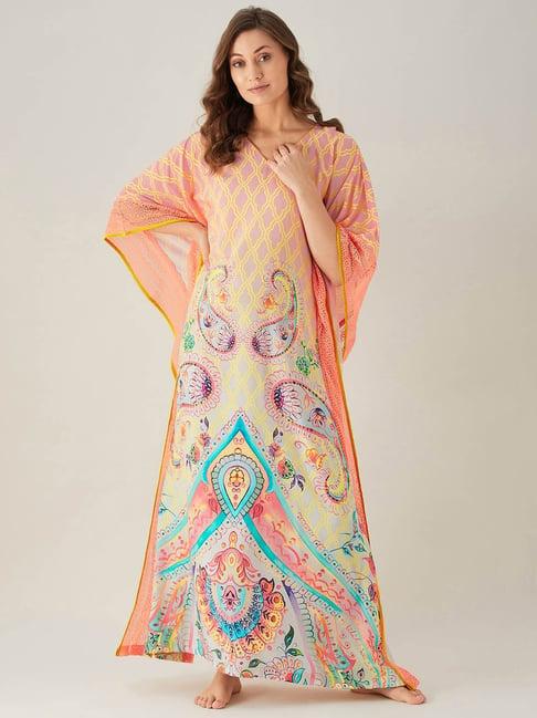 the kaftan company multicolor printed kaftan nighty