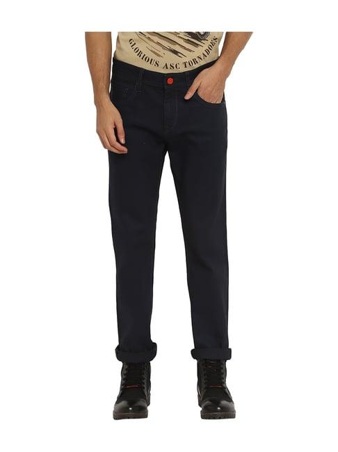 royal enfield dark navy slim fit coated jeans