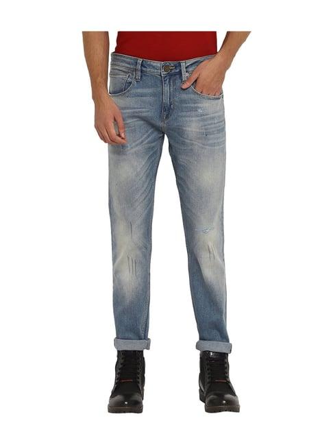 royal enfield steel blue slim fit crosshatch jeans