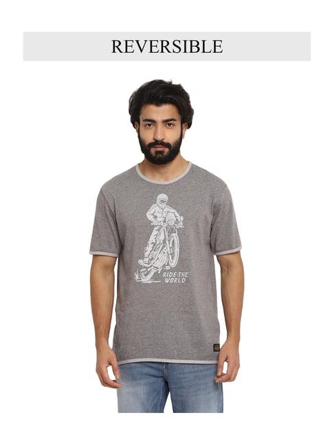 royal enfield grey printed reversible t-shirt