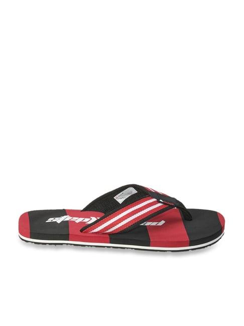 duke men's red & white flip flops