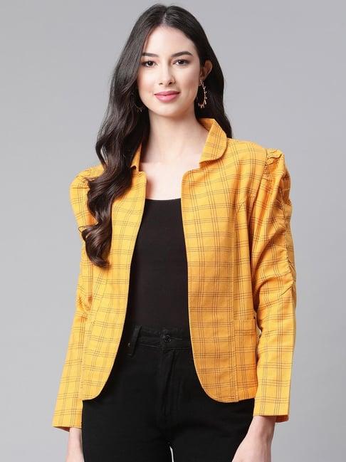 cottinfab yellow full sleeves cotton jacket