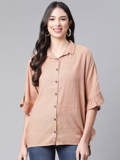 cottinfab peach half sleeve rayon shirt