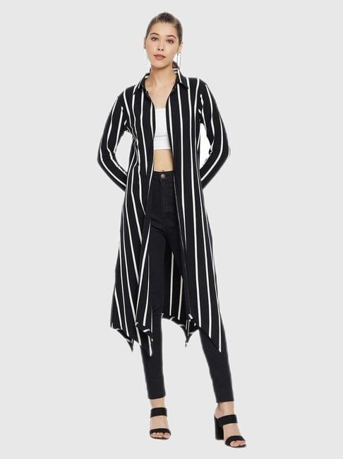 hypernation black ecru striped print shrug