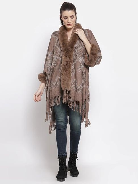 mafadeny brown self design poncho