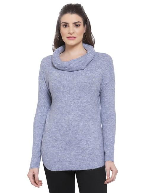 mafadeny blue cowl neck sweater