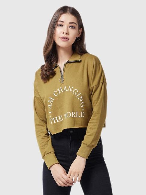 miss chase olive graphic print sweatshirt