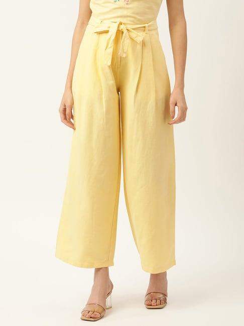 rooted yellow drawstring palazzos