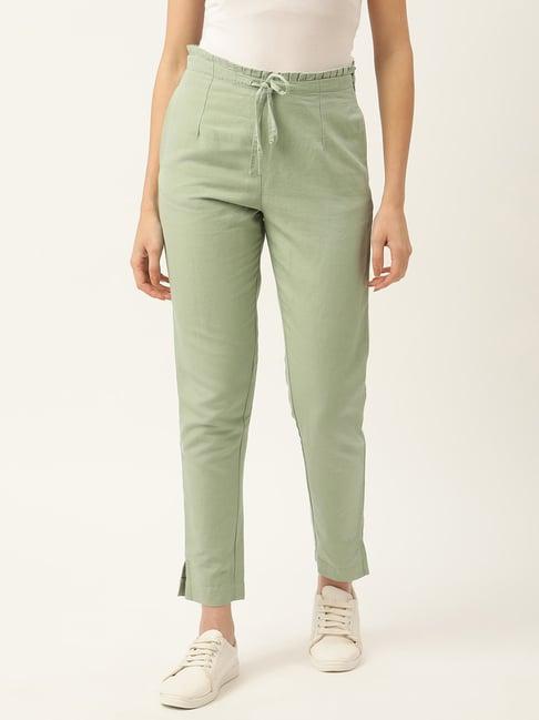 rooted green drawstring trousers