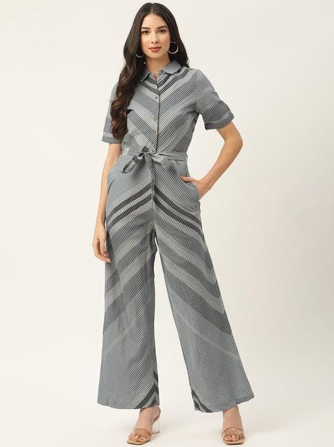 rooted grey striped jumpsuit