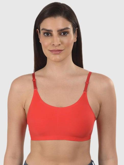 mod & shy red solid lightly padded bra