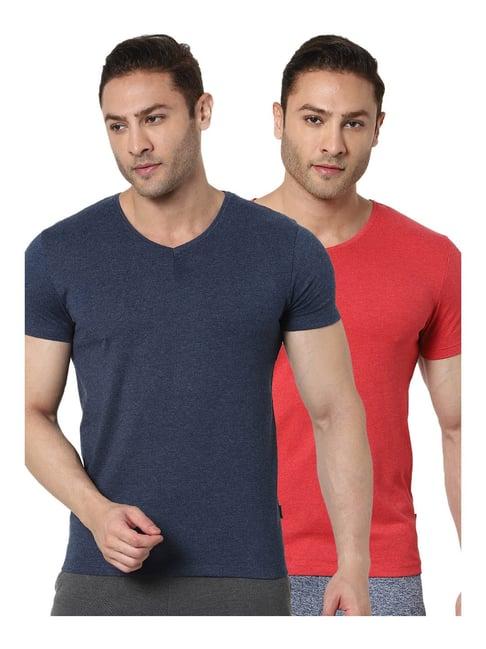 jack & jones aurora red & navy regular fit t-shirt - pack of 2