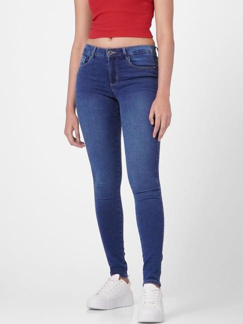 only dark blue skinny fit jeans