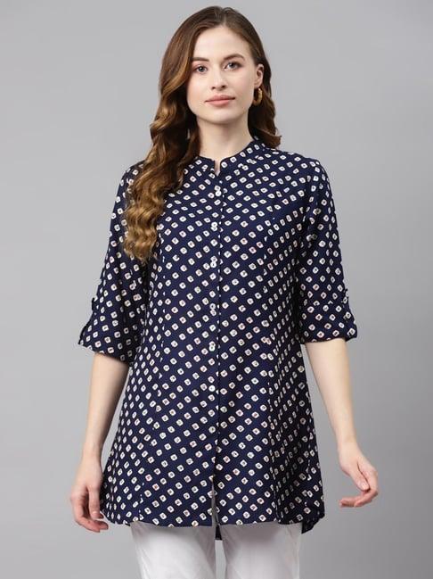 divena blue printed a-line tunic