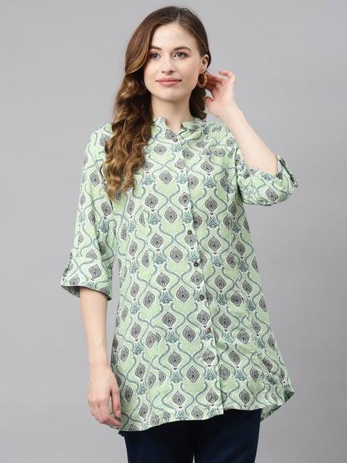 divena light green printed a-line tunic