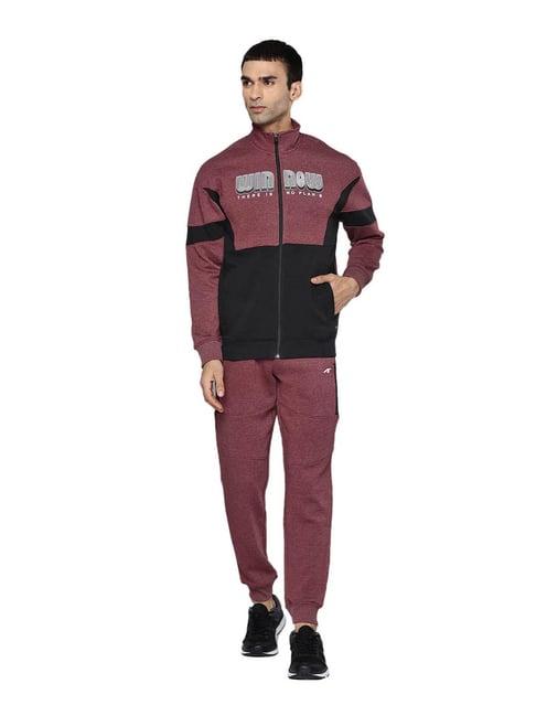 alcis maroon printed tracksuit