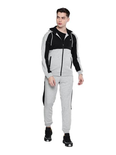 alcis grey melange & black colour-block tracksuit