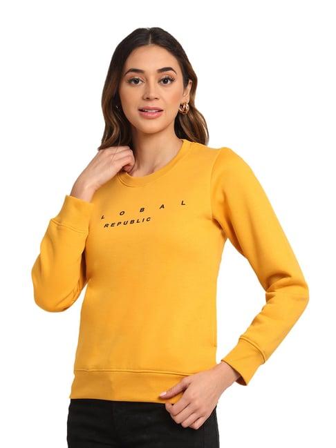 global republic yellow graphic print sweatshirt