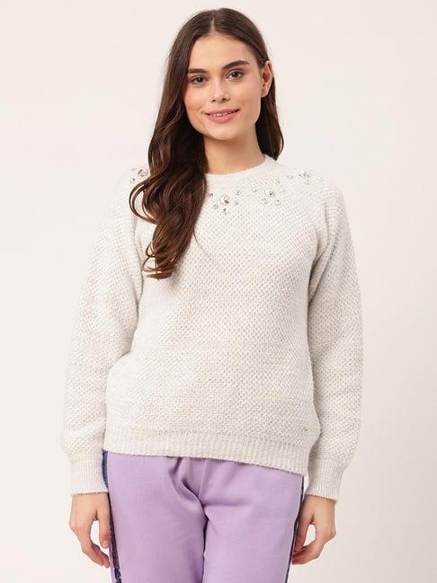 elle off white embellished sweater