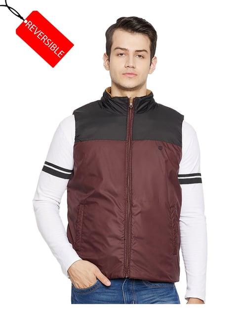 duke wine sleeveless hooded reversible jacket