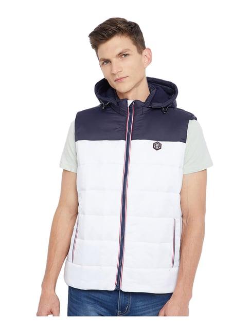 duke white sleeveless hooded jacket