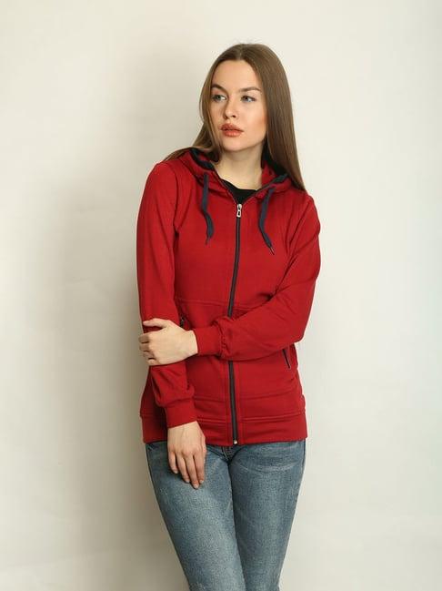 belle fille maroon regular fit hoodie