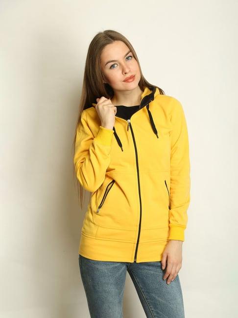 belle fille yellow regular fit hoodie