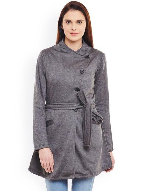 belle fille dark grey textured coat