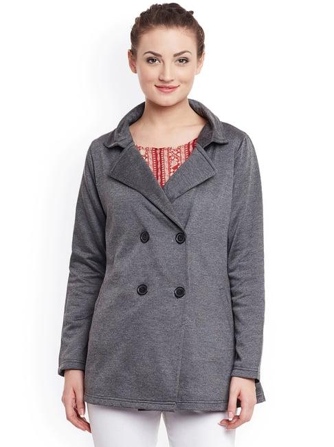 belle fille dark grey textured coat