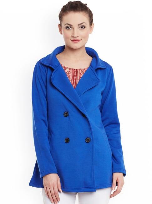 belle fille royal blue regular fit coat