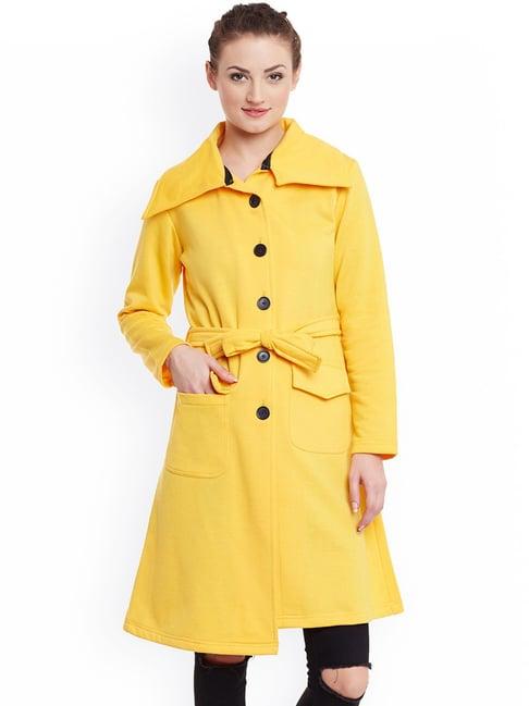 belle fille yellow regular fit long coat