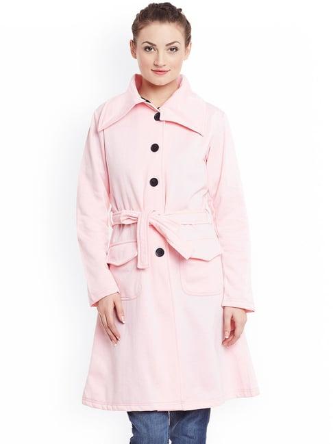 belle fille pink regular fit long coat