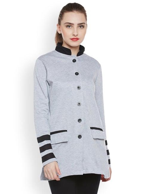 belle fille grey melange textured coat